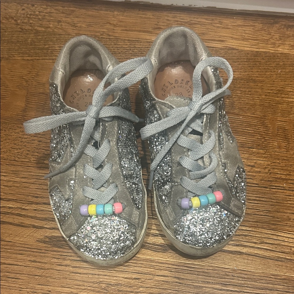Golden Goose Silver Glitter Kids Sneakers 28